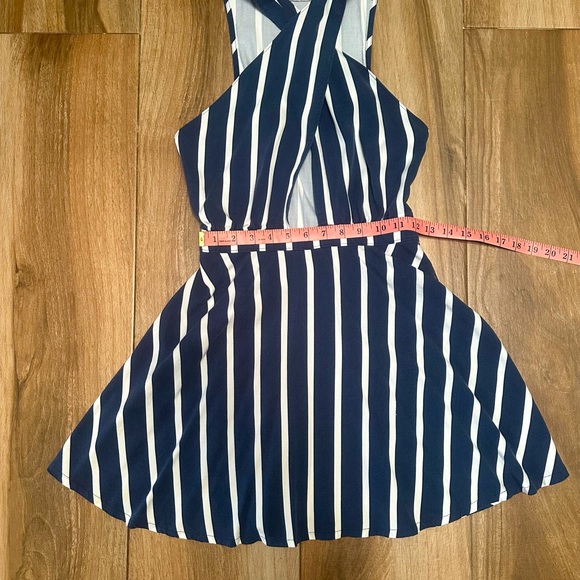 Abercrombie & Fitch XS Halter Dress Navy Blue Striped A Line Mini Women’s Summer - Picture 5 of 9